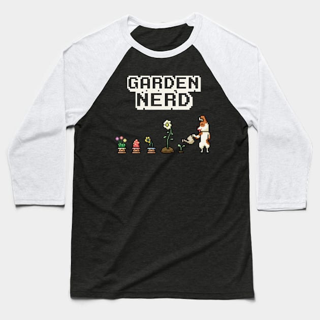 Garden Nerd Gardening Pixel Art Baseball T-Shirt by Foxxy Merch